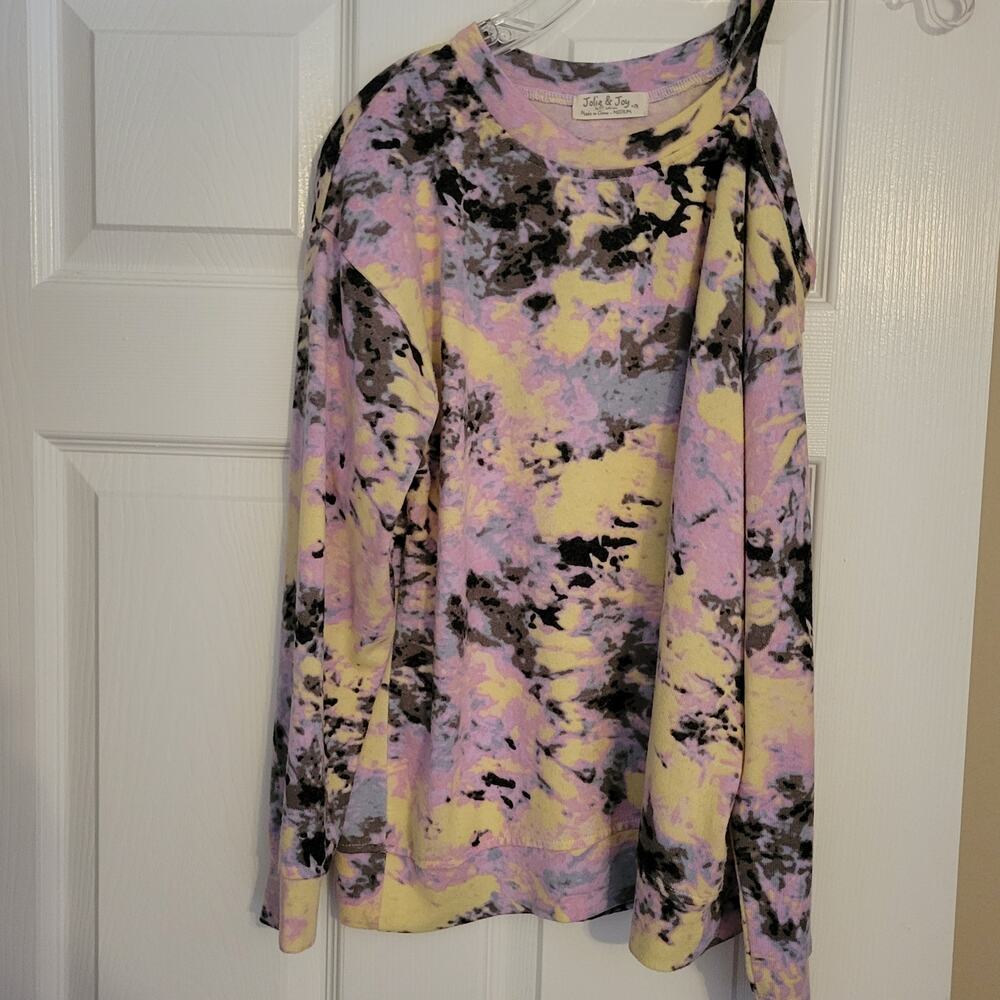 Jolie and Joy Abstract Print Top Multicolored One Shoulder Off Size Medium